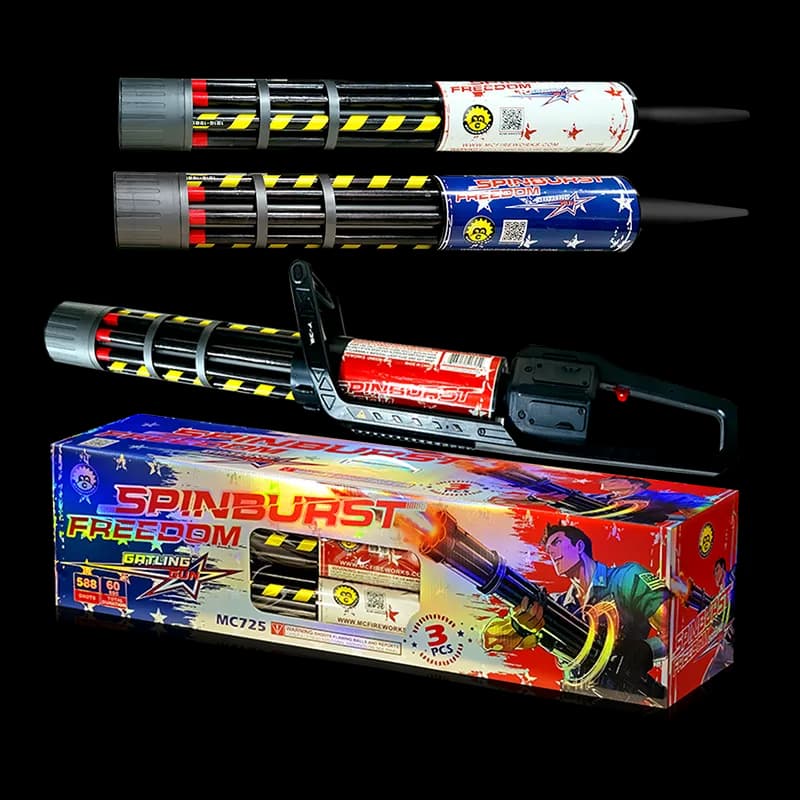 SPINBURST FREEDOM Rotating Gatling Gun Roman Candle MC725 thumbnail 2