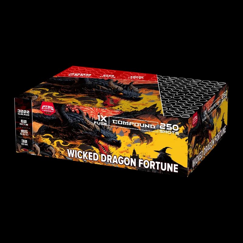 Pyromania ZF2658 WICKED DRAGON FORTUNE 250 Shots Compound Cake