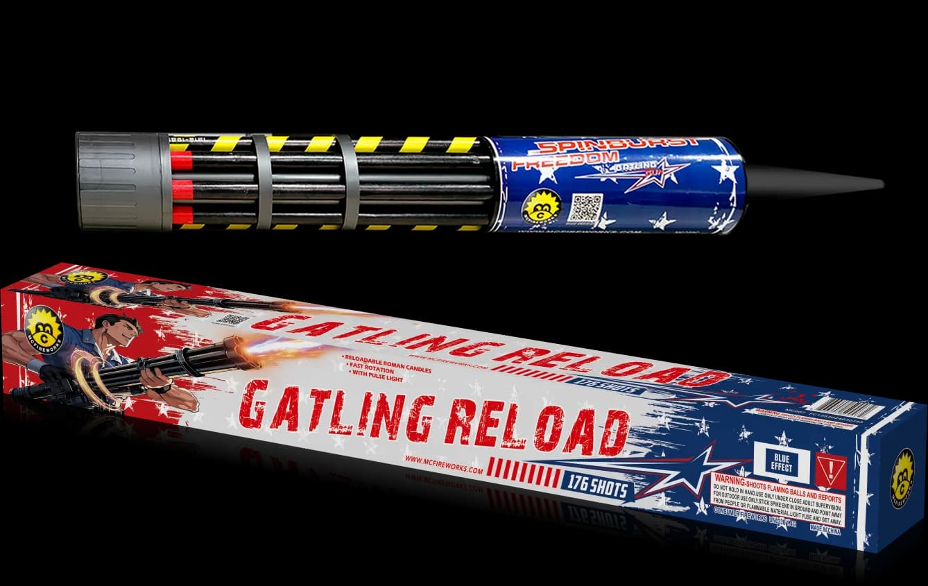 GATLING RELOAD Rotating Gatling Gun Roman Candle MC728 thumbnail 3
