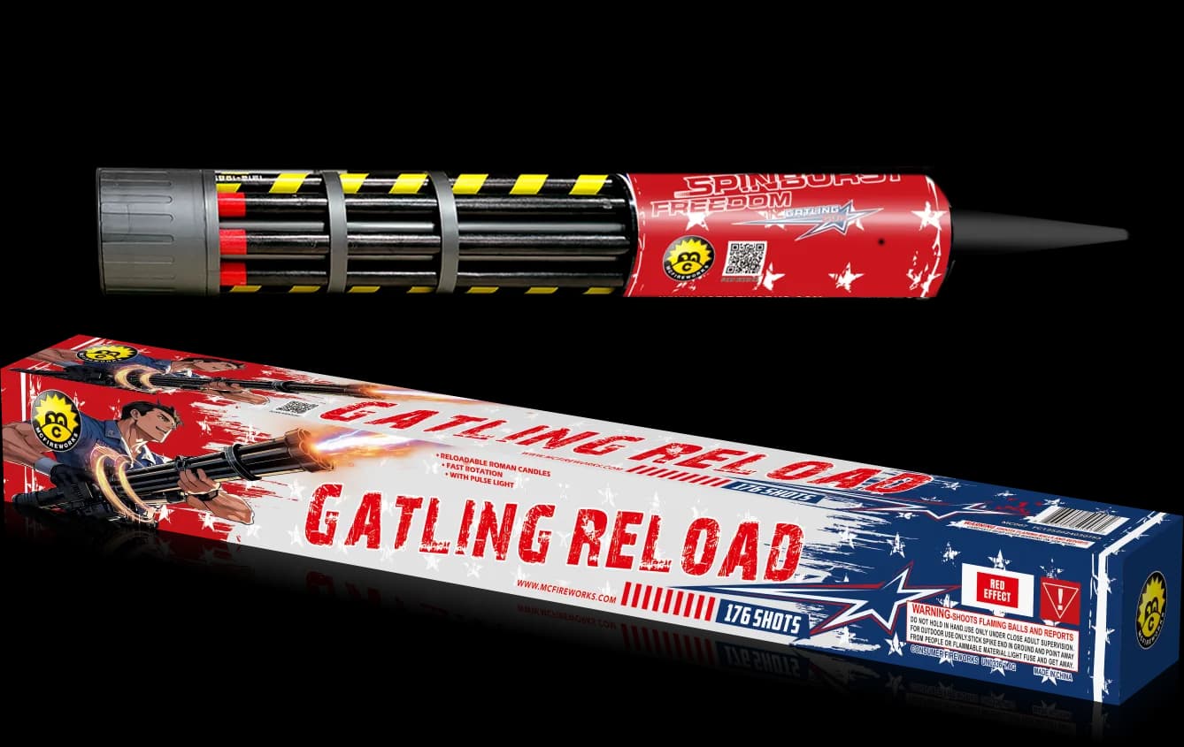 GATLING RELOAD Rotating Gatling Gun Roman Candle MC728 thumbnail 2