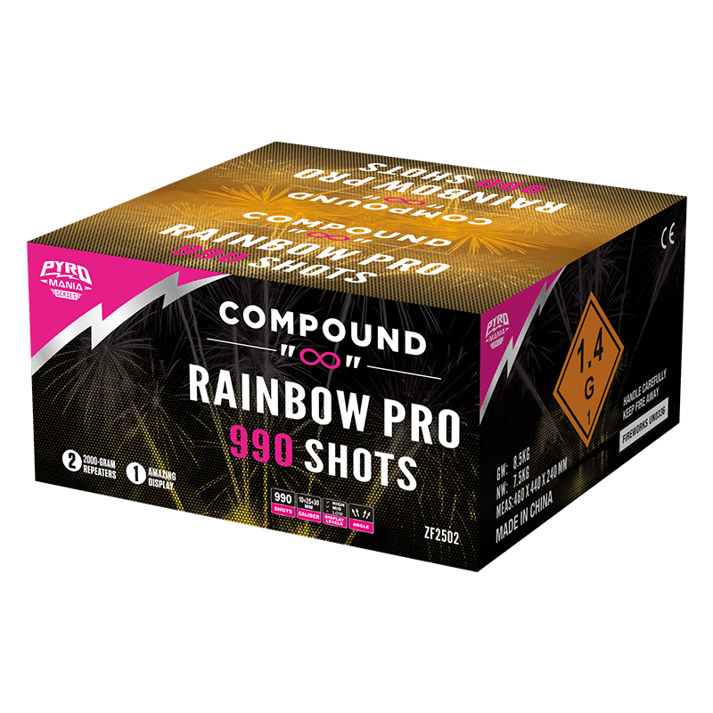 Rainbow Pro 990 Shots Roman Candle Compound Cake ZF2502 1