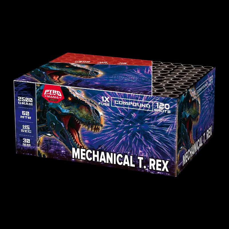 Pyromania ZF2655 MECHANICAL T.REX 25mm 120 Shots Compound Cake