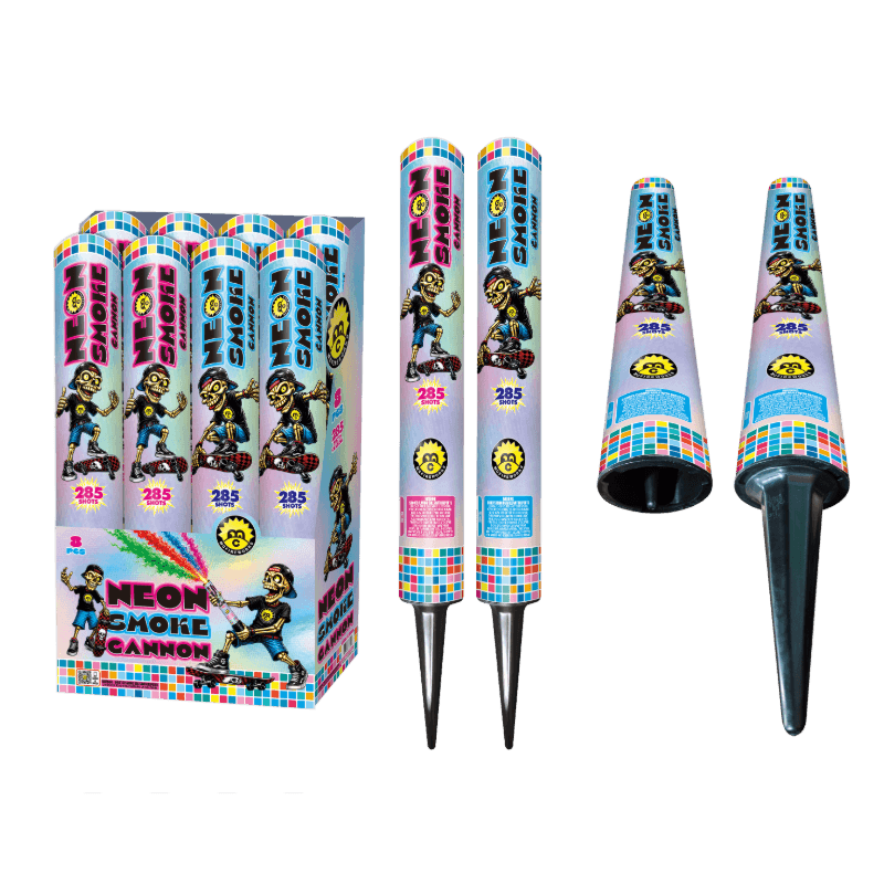 McFireworks Neon Smoke Cannon Foldable Daytime Roman Candles MC1016